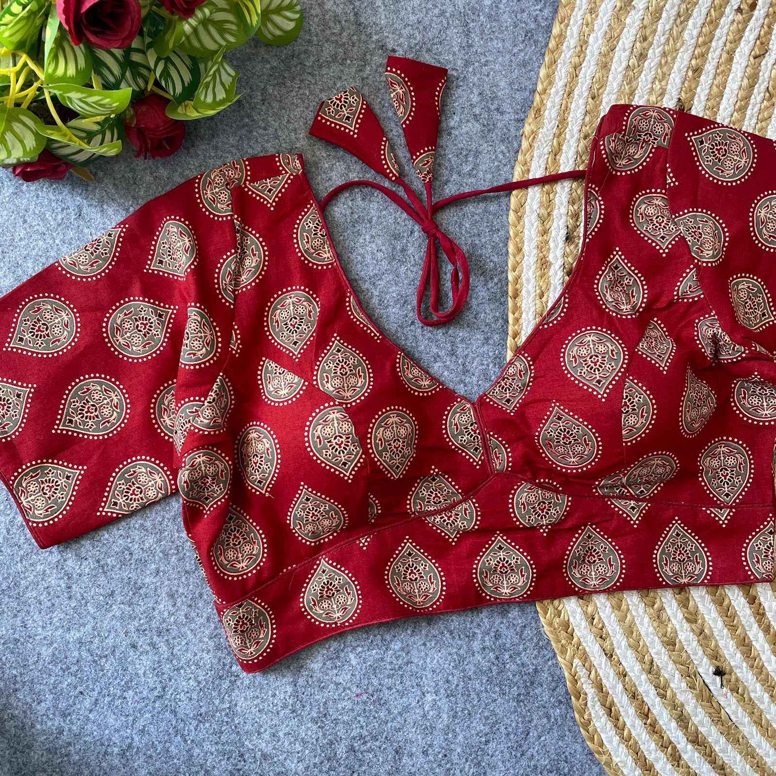 Ajrakh Sabyasachi Inspired Saree Blouse